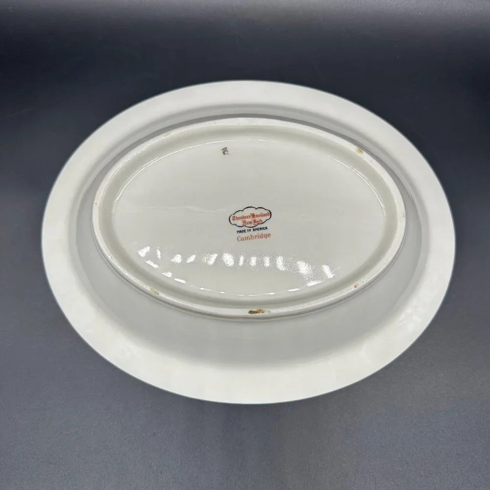 Vintage Oval Vegetable Serving Bowl Theodore Haviland Cambridge Crimson Tree 50s - Picture 3 of 9
